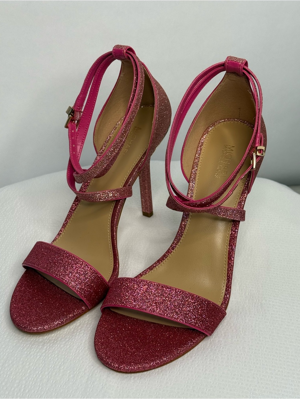Michael Kors Astrid Pink Glitter High Heel Sandals